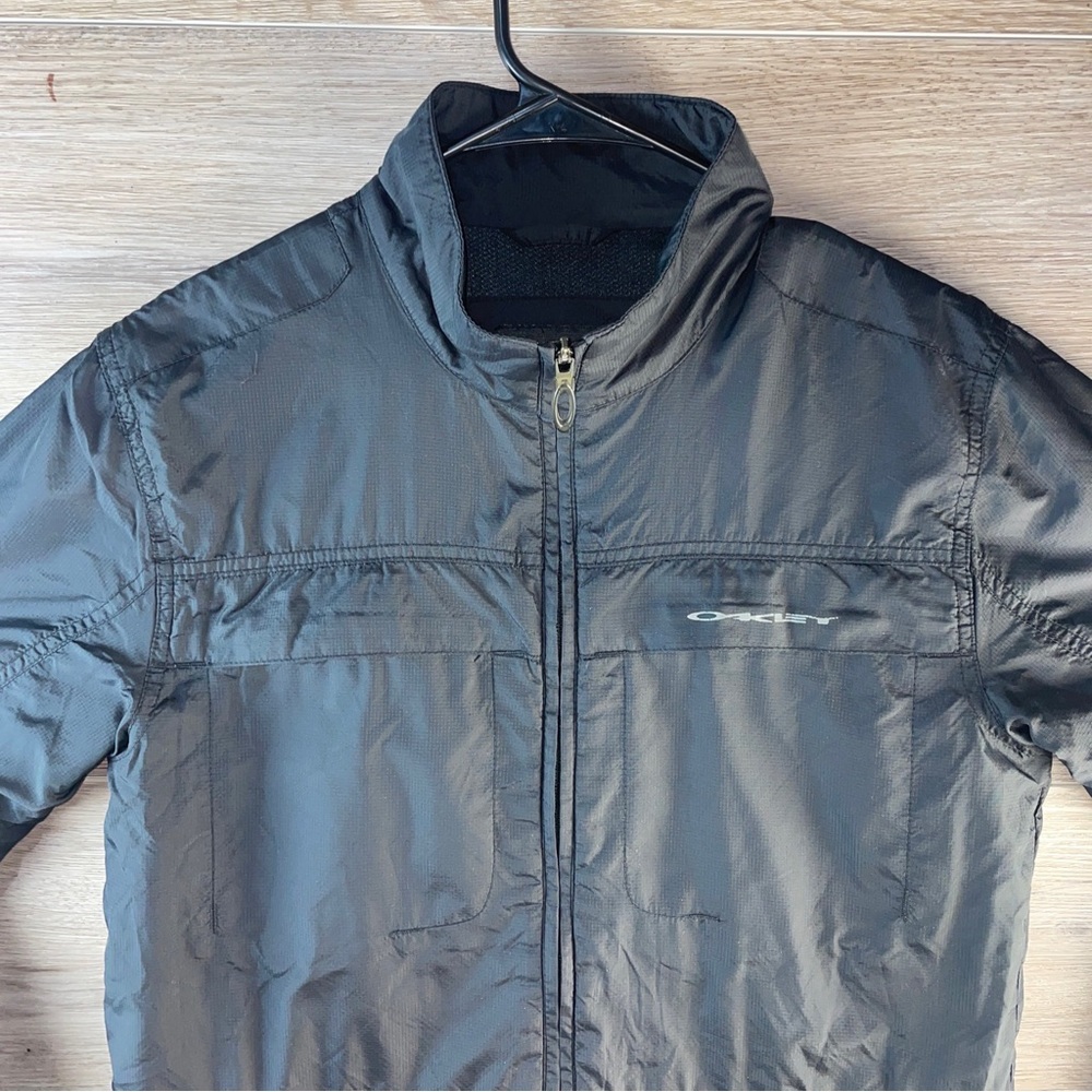 Vintage Oakley Black Windbreaker Field Jacket Mens Small Lined Utility Pockets - Picture 7 of 10